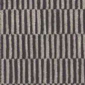 Geometric striped textile with alternating dark gray and light beige, textured weave, machine-woven construction on a white background.